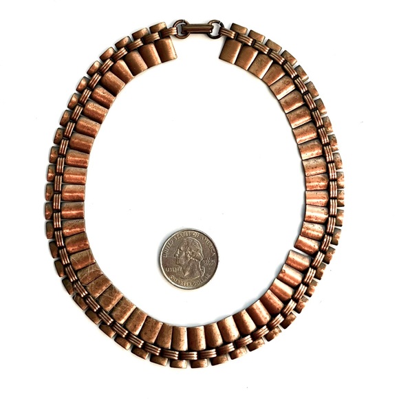 MCM Mid Century Vintage Solid Copper Choker 15 1/2” Necklace - Picture 2 of 6